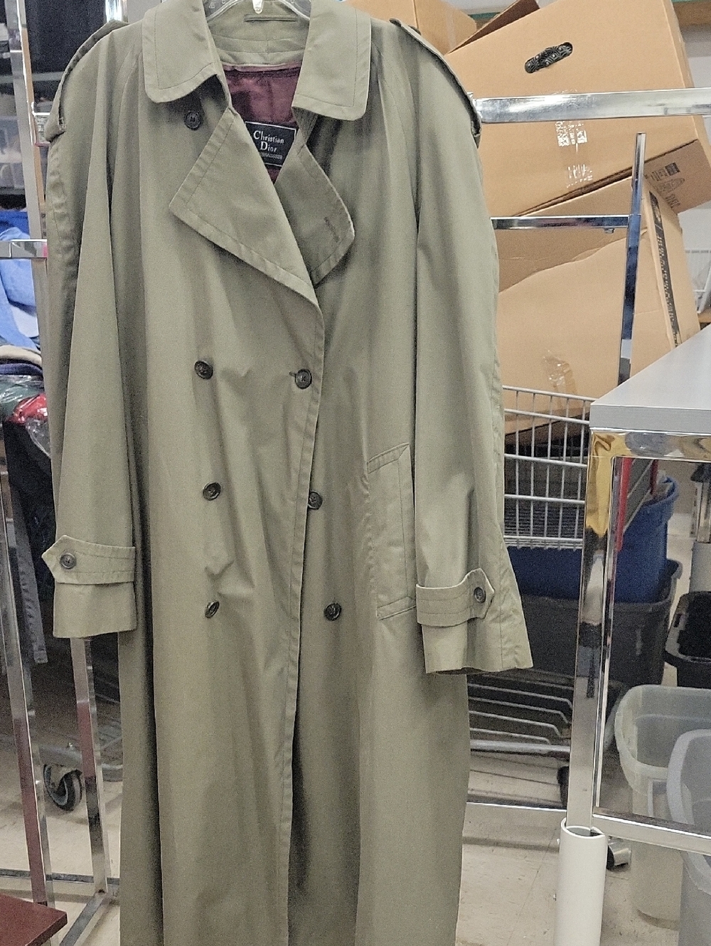 Dior Olive Green Double-Breasted Trench Coat